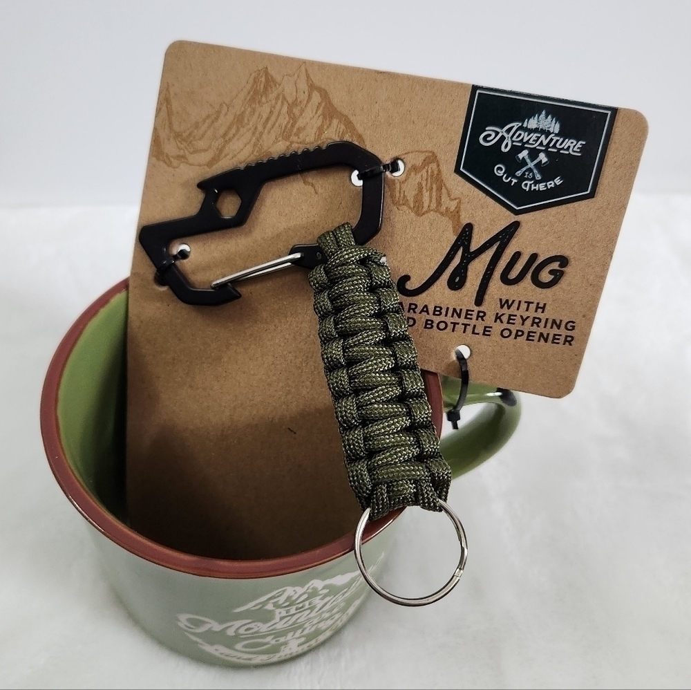 Adventure Out There Olive Green Mug Carabiner Keyring Bottle Opener Gift Set - Picture 11 of 13
